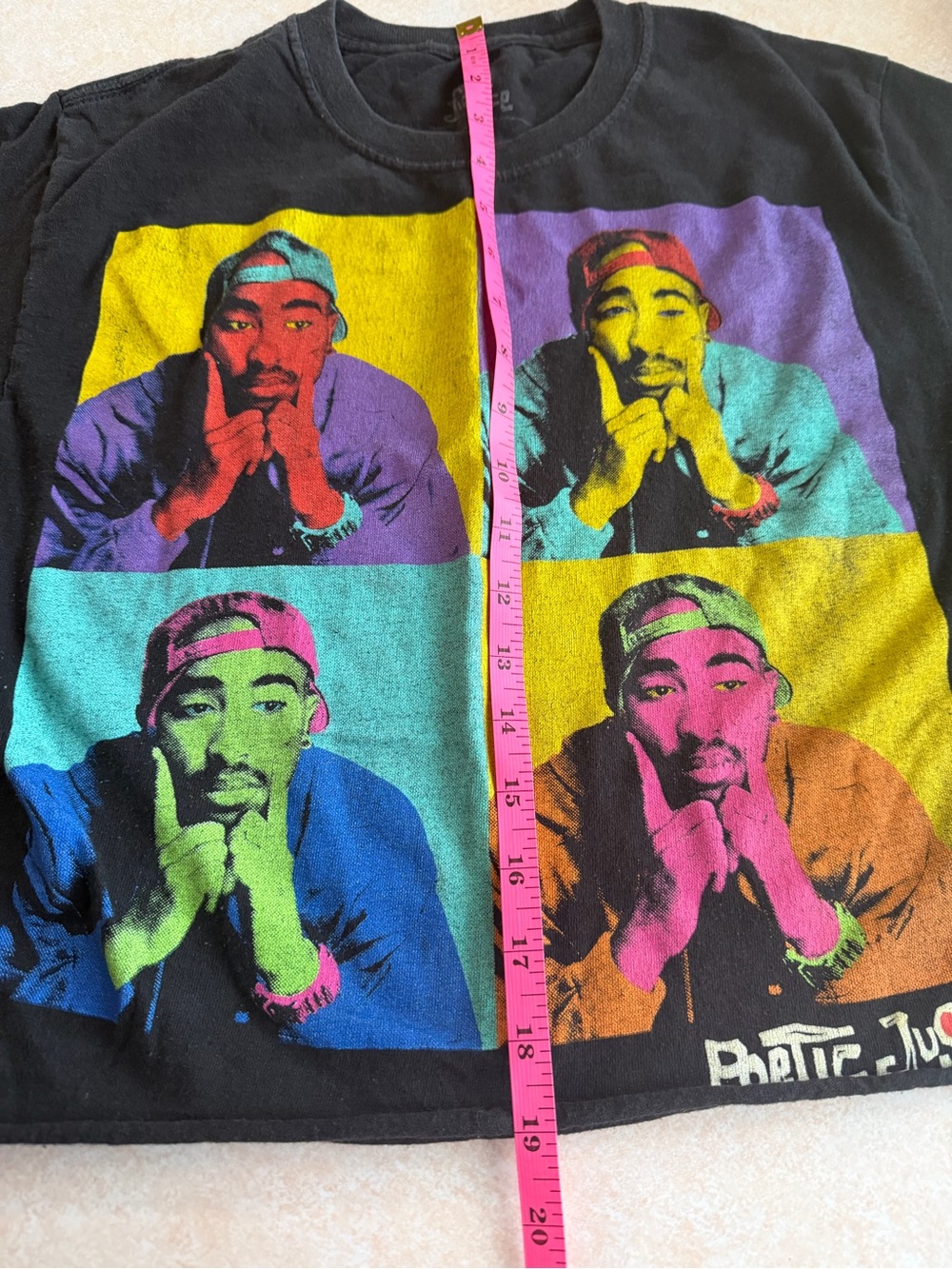Poetic Justice Tupac Shakur Pop Art Cropped Graphic Tee Black Small 90’s Vibes - Picture 8 of 9